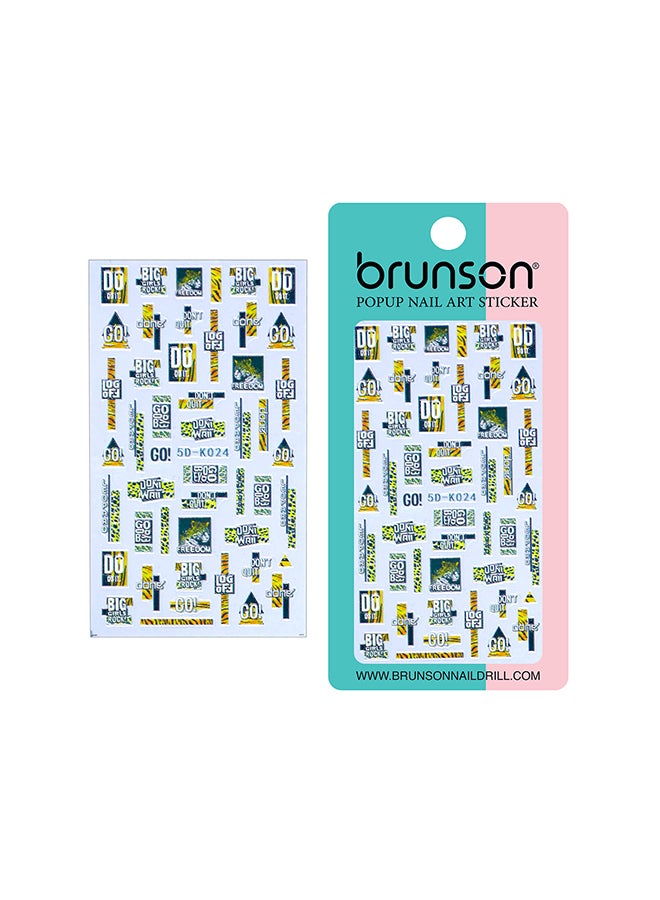 brunson 5D Flower Decals Exquisite Self Adhesive Nail Art Decoration Stickers 5D-k024