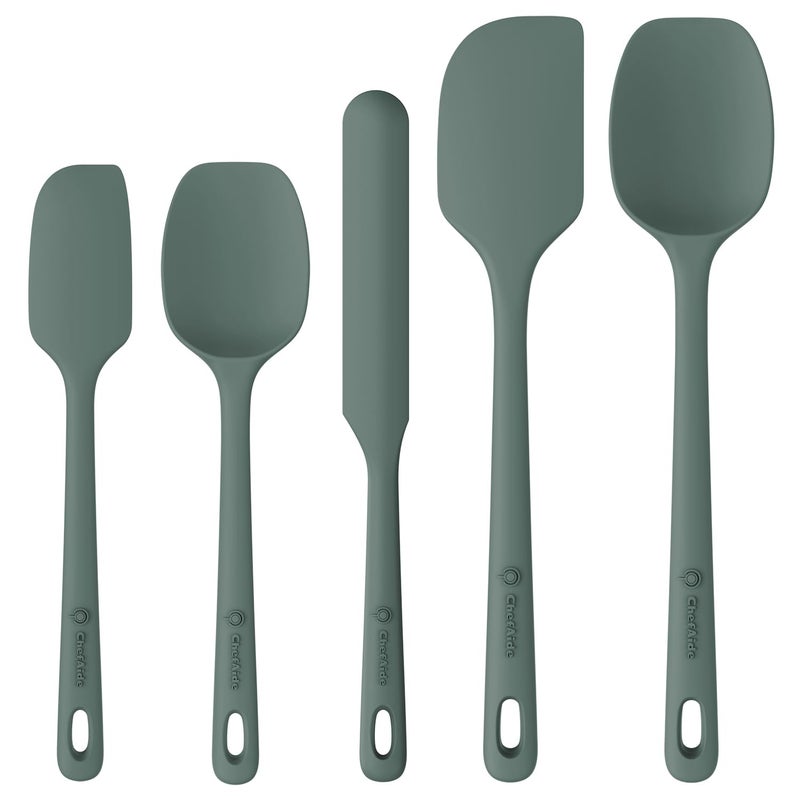 ChefAide 5 Pieces Silicone Spatula Set Food Grade Rubber Spatula Upgrade Strong Handle with Ergonomic Grip Heat Resistant Up to 600F for Nonstick Cookware Cooking Dried Thyme
