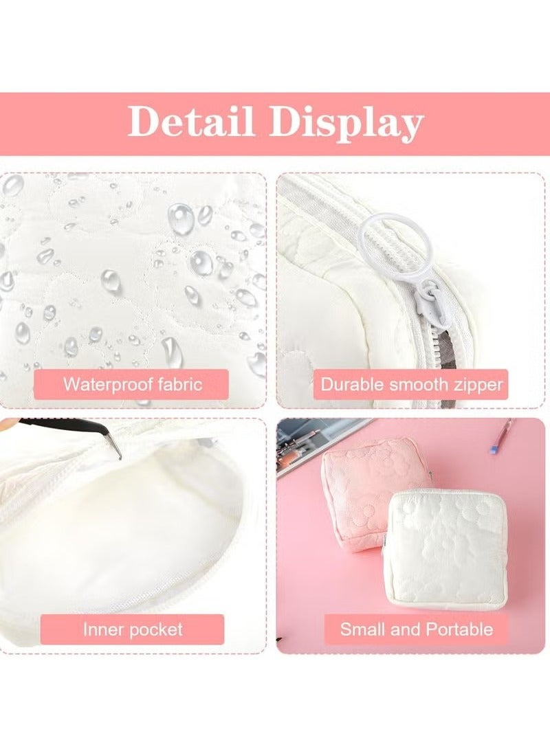 Embroidery Sanitary Napkin Storage Bag, Period Holder Bag Menstrual Pouches Tampon Holder Menstruation First Period Bag(Pink+White)  - Image 3