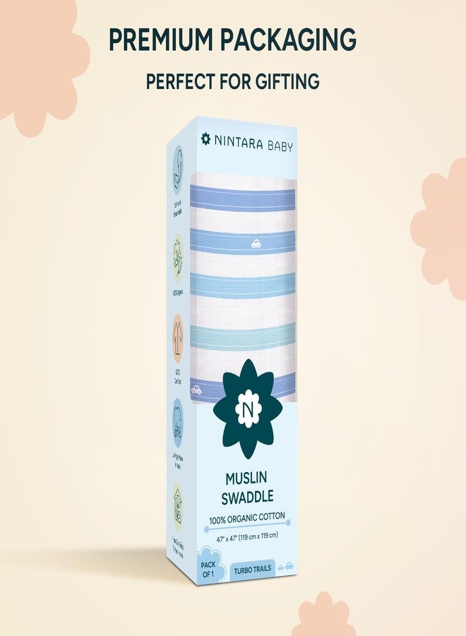 NINTARABABY قماط نينتارابيبي كبير جدًا - قطن موسلين عضوي فاخر 100%، 119 سم × 119 سم، فائق النعومة، يسمح بمرور الهواء وخفيف الوزن، متعدد الاستخدامات، مضاد للحساسية، هدية مثالية للمواليد الذكور - Image 5