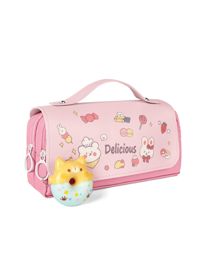 Large Capacity Pencil Case - Multi-Compartment Organizer for Pens, Office Supplies, and Makeup - Stress Relief Storage Bag for Stationery and Accessories.