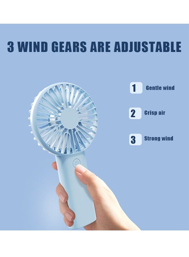 Portable Hand Held Fan, Multifunctional Folding Desktop Small Electric Fan, 4000mAh Battery Operated Rechargeable Personal Fan(Blue) - Image 2