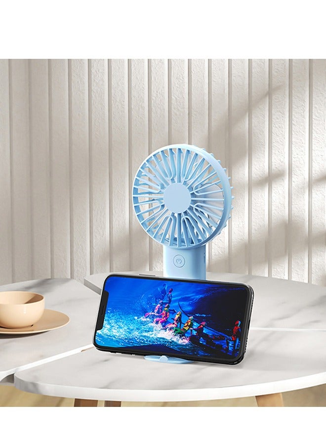 Portable Hand Held Fan, Multifunctional Folding Desktop Small Electric Fan, 4000mAh Battery Operated Rechargeable Personal Fan(Blue) - Image 4