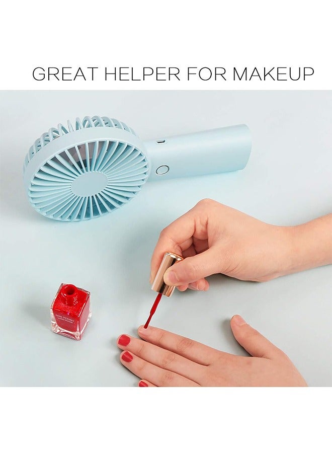 Portable Hand Held Fan, Multifunctional Folding Desktop Small Electric Fan, 4000mAh Battery Operated Rechargeable Personal Fan(Blue) - Image 5