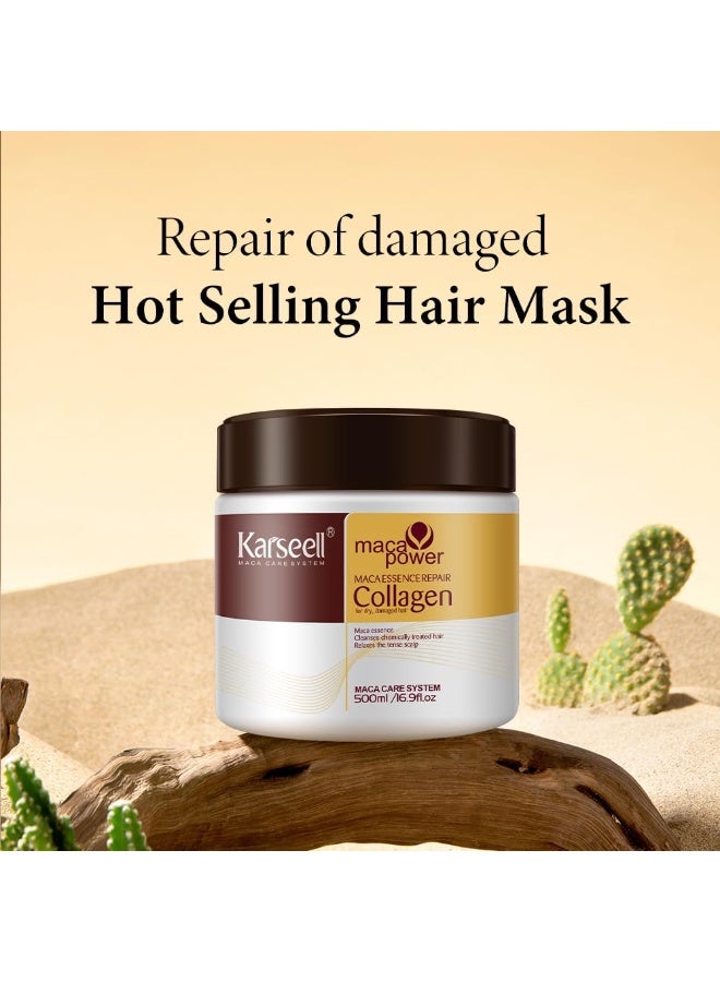 Karseell Collagen Hair Mask 500ml – Deep Repair & Nourishing Treatment for Dry, Damaged & Chemically Treated Hair - Image 3
