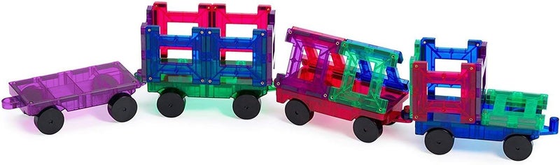 Playmags Magnetic Tiles Train Set, 20 Piece Accessory Set Includes 4 Trains, Stronger Magnets, Building Blocks Add-On, STEM Toys for Kids. - Image 2