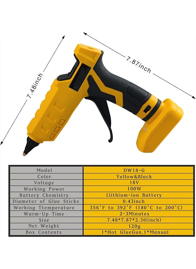 Generic - Cordless Hot Glue Gun for dewalt 20V Max Battery (NOT Included) High Temp Electric Power Glue Gun with 20PCS Full Size Glue Sticks - Image 1