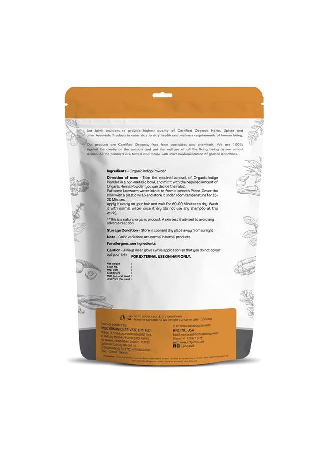 Just Jaivik 100% Organic Indigo Powder - 227 gms / 1/2 LB Pound / 08 Oz - Indigofera Tinctoria- A 100% Organic Hair Dye - Color your hair dark brown to black with Henna - Image 2
