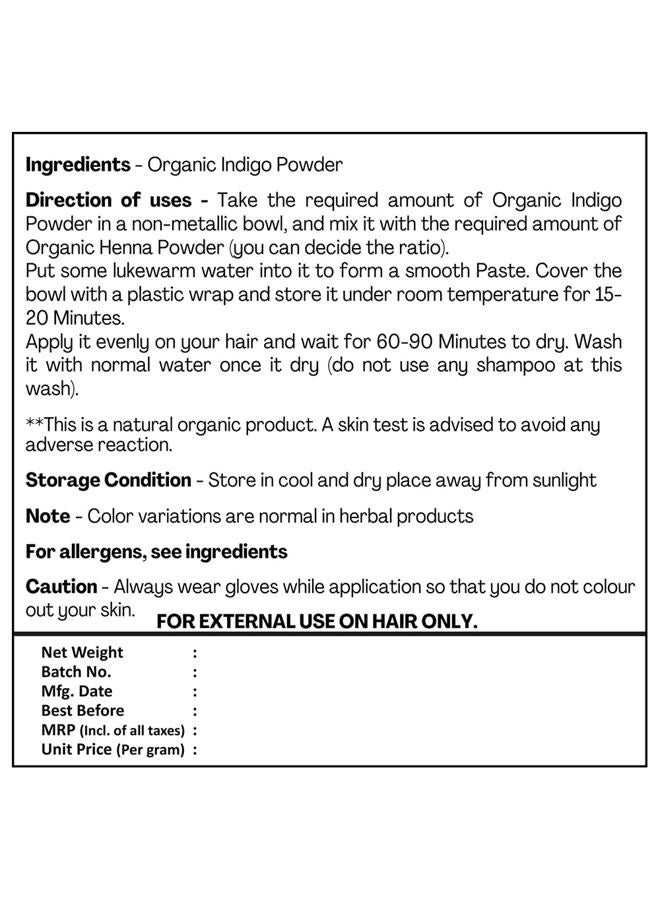 Just Jaivik 100% Organic Indigo Powder - 227 gms / 1/2 LB Pound / 08 Oz - Indigofera Tinctoria- A 100% Organic Hair Dye - Color your hair dark brown to black with Henna - Image 3