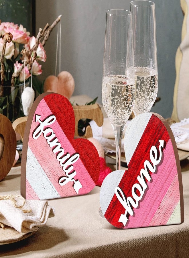 جيتك لوحة خشبية ريفية من قطعتين من جيتك، تحمل عبارة "حب المنزل" لعيد الميلاد، قطعة مركزية خشبية على شكل قلب لعيد الحب، لوحة عائلية بنمط مربعات الجاموس الريفي لتزيين طاولة غرفة المعيشة والمطبخ (نمط حلو). - Image 5