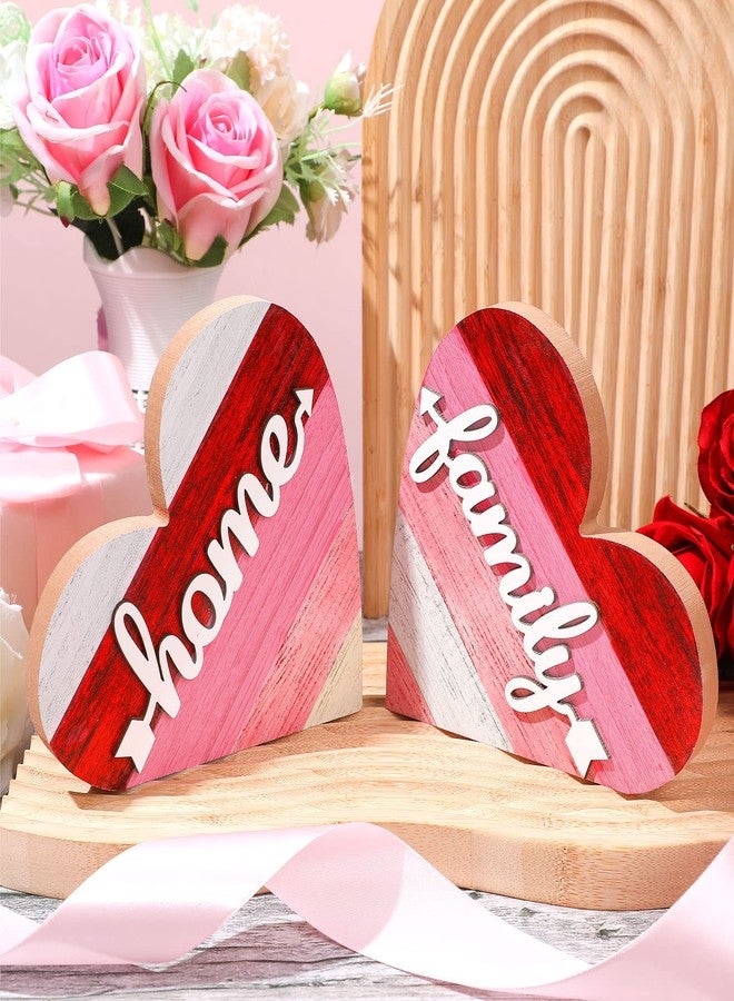 جيتك لوحة خشبية ريفية من قطعتين من جيتك، تحمل عبارة "حب المنزل" لعيد الميلاد، قطعة مركزية خشبية على شكل قلب لعيد الحب، لوحة عائلية بنمط مربعات الجاموس الريفي لتزيين طاولة غرفة المعيشة والمطبخ (نمط حلو). - Image 2