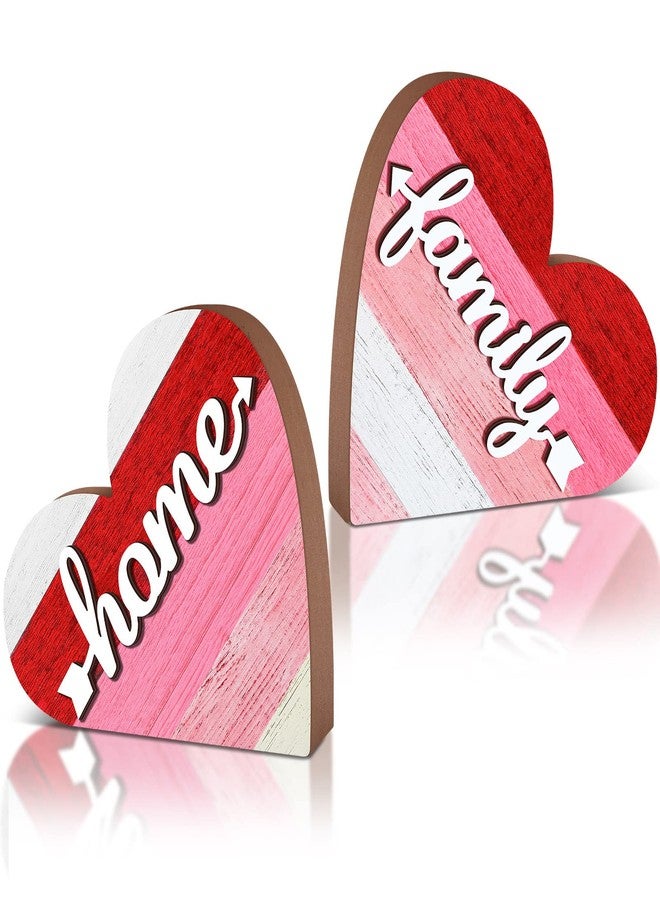 جيتك لوحة خشبية ريفية من قطعتين من جيتك، تحمل عبارة "حب المنزل" لعيد الميلاد، قطعة مركزية خشبية على شكل قلب لعيد الحب، لوحة عائلية بنمط مربعات الجاموس الريفي لتزيين طاولة غرفة المعيشة والمطبخ (نمط حلو). - Image 1