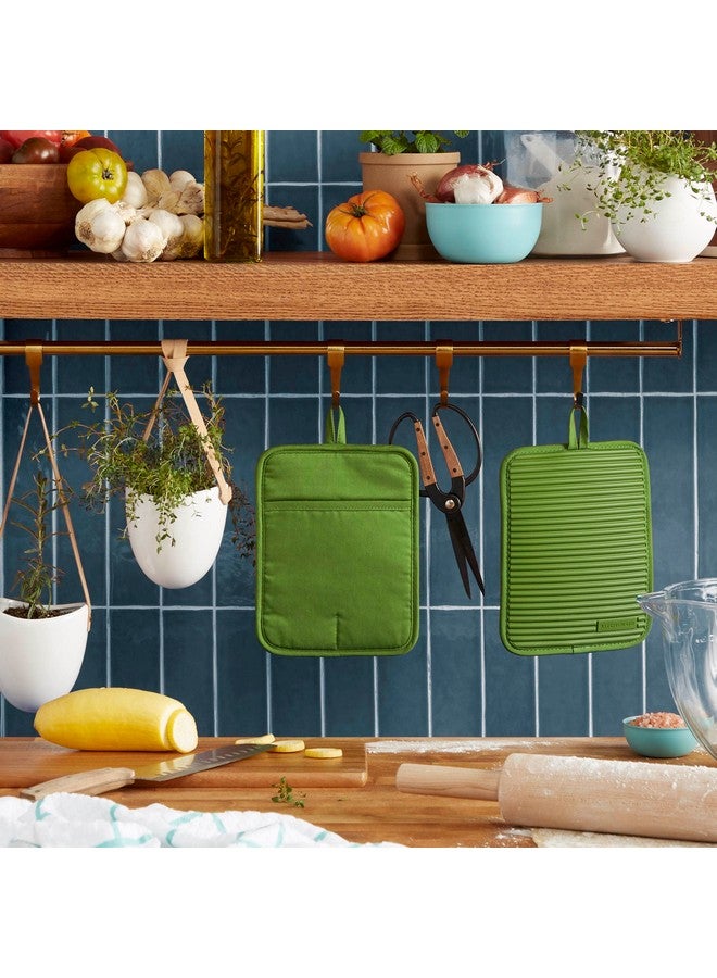 KitchenAid Ribbed Soft Silicone Pot Holder 2-Pack Set, Matcha, 7"x9" - Image 2