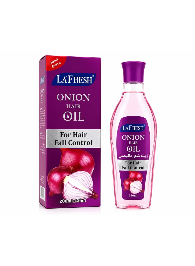 Lafresh Onion Hair Oil for Hair Fall Control with Onion, Black Seed Oil & Amla Extract, 220ml - Image 1