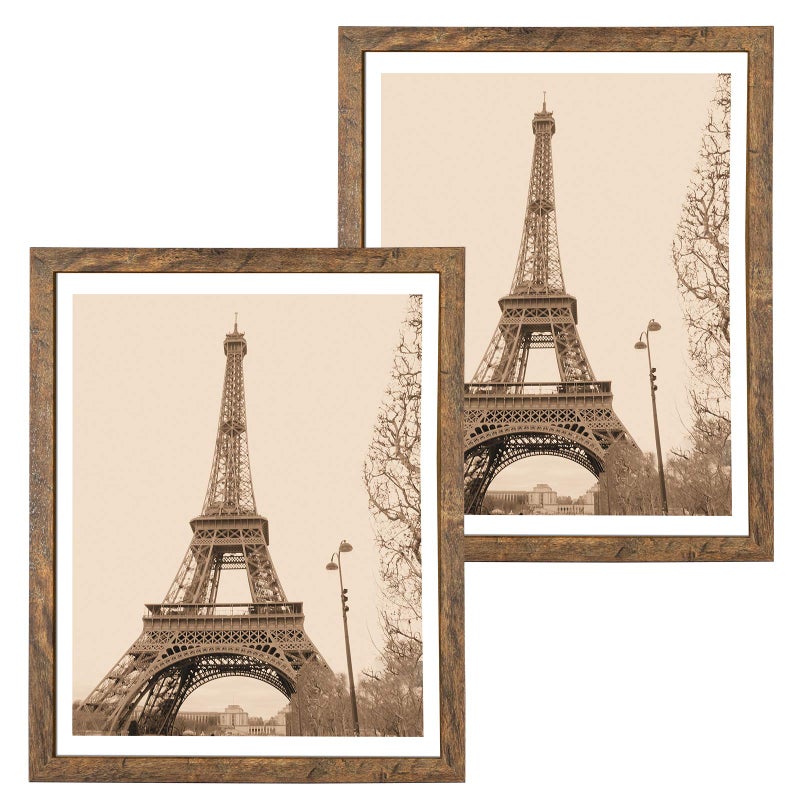 Capcillin 16x20 Picture Frame Wood Pattern Rustic Brown Poster Frame Set of 2 Wall MountingPlexiglassGreat for Prints Muraland ArtCP001MD16x20BR