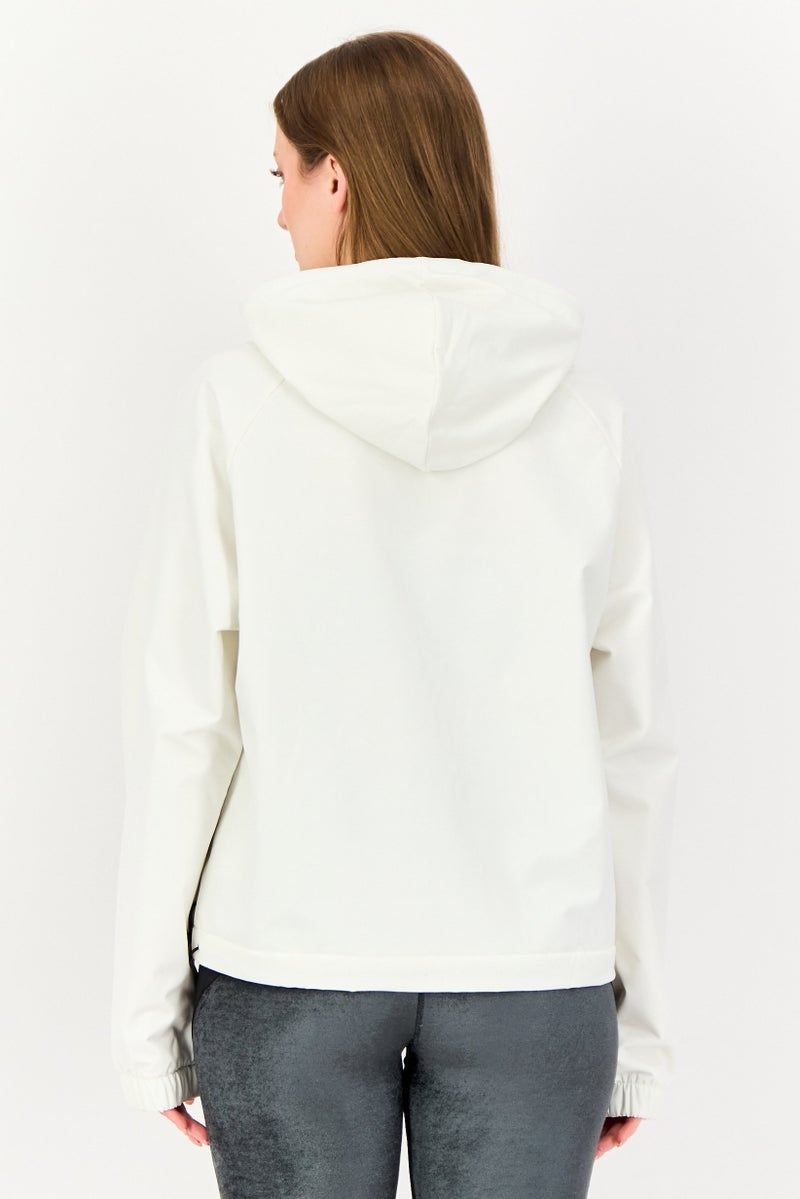 Adidas هودي خارجي طويل الأكمام للنساء، لون أبيض فاتح - Image 3