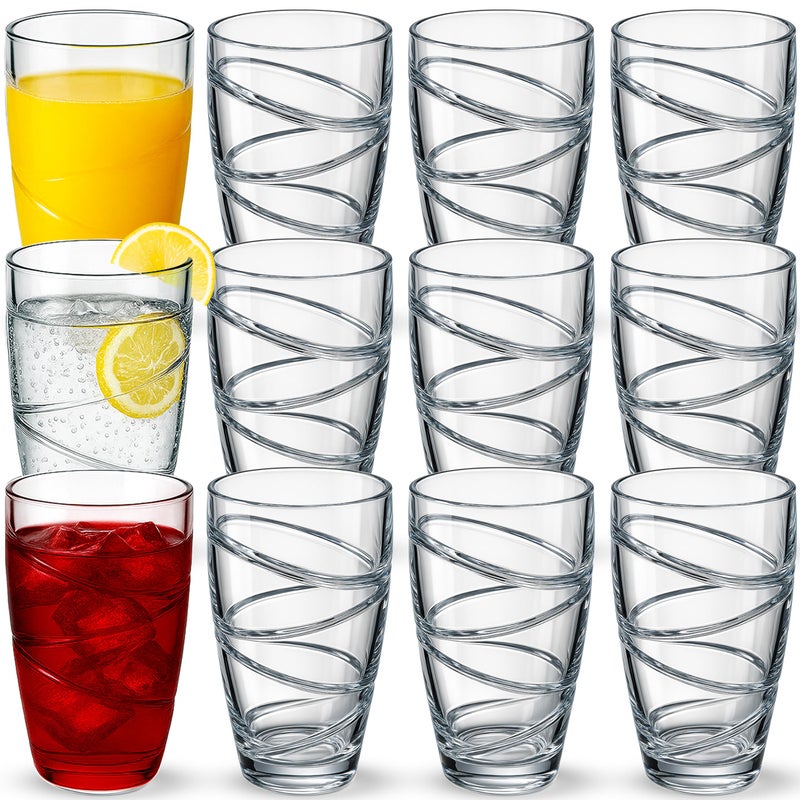 volila Plastic Drinking Glasses  12 Pack Acrylic Glasses Plastic Tumbler  Reusable and Shatterproof Plastic Picnic Glass Stackable for Daily Use Parties and Picnic 12 Pack  Clear