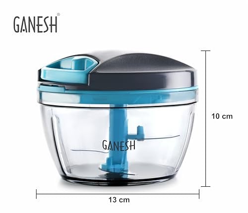 GANESH Wonder Kitchen Dori Handy Vegetable and Fruit Manual Onion Dry Fruit Salad Maker Vegetable Quick String Chopper Machine, Cutter – 3 Stainless Steel Blades (470 ml, Grey) - Image 4
