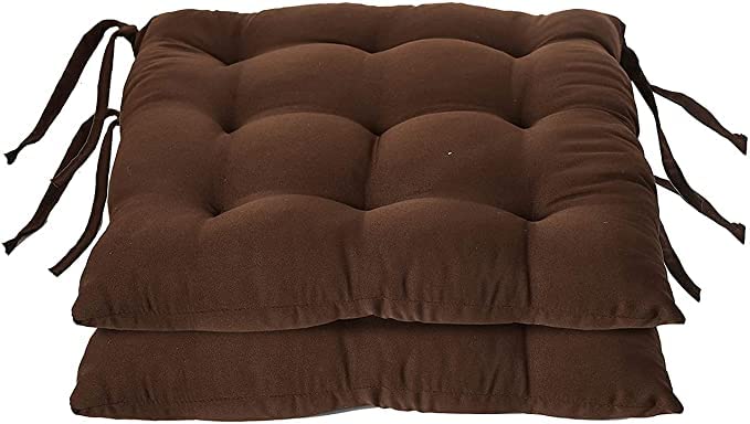 TEEJA Geomatric Printed Microfiber Durable Comfortable Soft Square Chair Pad Cushion Seat Pad with Ties 16INCHES 16 INCHES Brown 2
