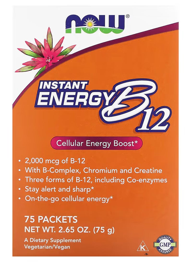 now Instant Energy B-12 Dietary Supplement 2000mcg - 75 Packets - Image 1