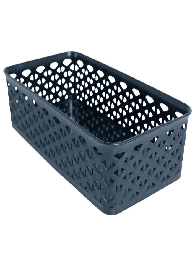 Simply Home Ellora -1 Multi-Purpose Plastic Storage Basket|Stackable Organizer Tokri For Home,Kitchen,Bathroom & Office|Ideal For Toys,Clothes,Cosmetics,Stationery|Set Of 1|Black - Image 1