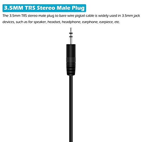 Fancasee 3FT 3.5mm 1/8" to Speaker Wire TRS Stereo Male Jack to Bare Wire Pigtail 3.5mm Plug Connector Adapter Repair Audio Cable for Speaker Headphone Headset Earphone - Image 3