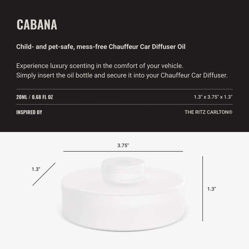 Hotel Collection  Chauffeur Smart Car Diffuser Oil - Cabana - Premium Car Air Freshener Cartridge - Marine, Bergamot, and Jasmine - Essential Oils - Cars, Trucks, SUVs, RVs & More  | Best Price UAE