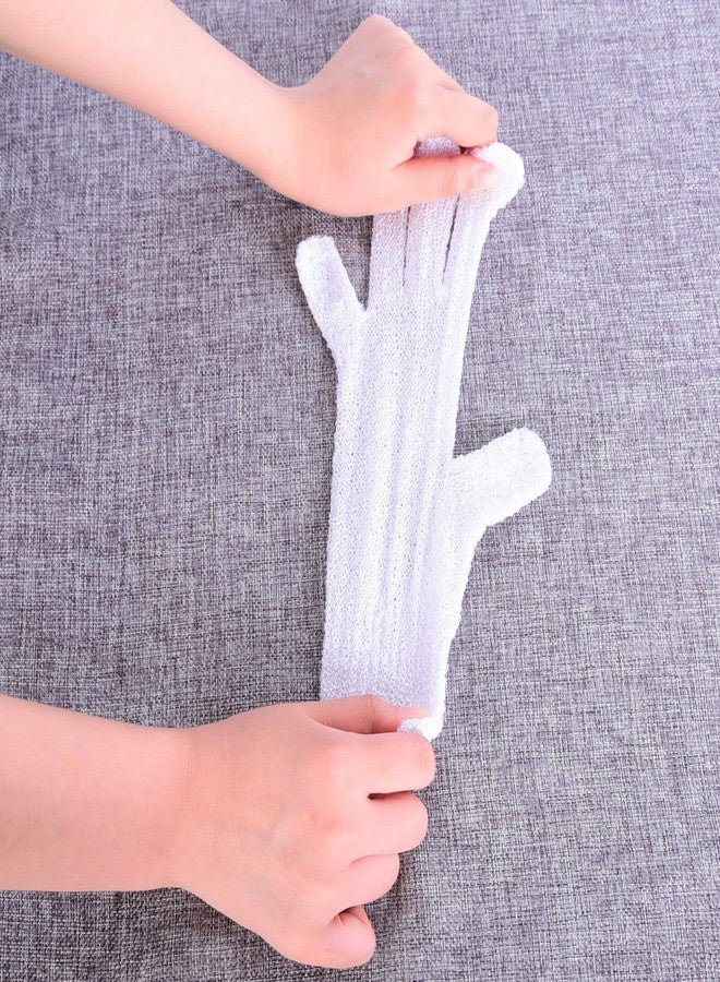 Hotop 4 Pairs Shower Gloves Scrubbing Gloves Dual-sided Exfoliating Glove Body Bath Scrubs, White - Image 5
