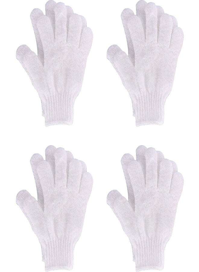 Hotop 4 Pairs Shower Gloves Scrubbing Gloves Dual-sided Exfoliating Glove Body Bath Scrubs, White - Image 1
