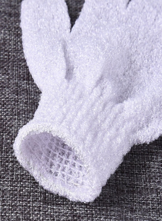 Hotop 4 Pairs Shower Gloves Scrubbing Gloves Dual-sided Exfoliating Glove Body Bath Scrubs, White - Image 3