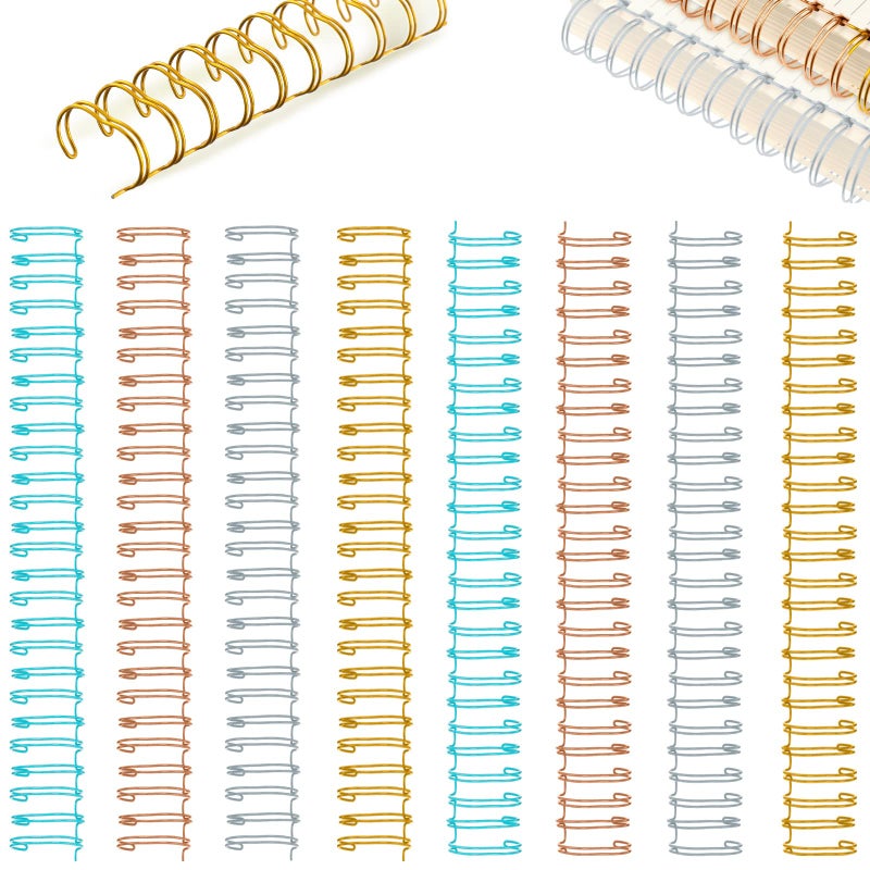 Chengu 24 Pcs Cinch Wire Binding Wire Twin Binding Spines Twin Loop Spines Double Ring Coil for Document Notebook File Making(9/16 Inch,Fresh Colors) - Image 1