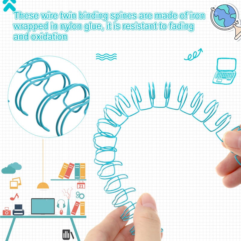 Chengu 24 Pcs Cinch Wire Binding Wire Twin Binding Spines Twin Loop Spines Double Ring Coil for Document Notebook File Making(9/16 Inch,Fresh Colors) - Image 3