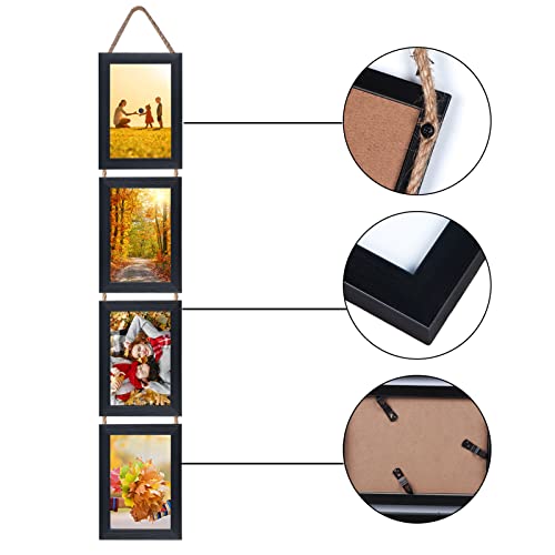 Lavezee 4x6 Black Hanging Collage Picture Frames Set of 2, 8 Opening Vertical Frame Made to Display 4 by 6 Inch Photo for Wall Decor - Image 5