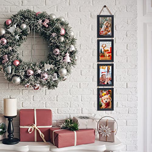 Lavezee 4x6 Black Hanging Collage Picture Frames Set of 2, 8 Opening Vertical Frame Made to Display 4 by 6 Inch Photo for Wall Decor - Image 3