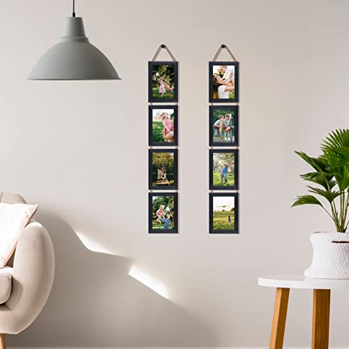 Lavezee 4x6 Black Hanging Collage Picture Frames Set of 2, 8 Opening Vertical Frame Made to Display 4 by 6 Inch Photo for Wall Decor - Image 4