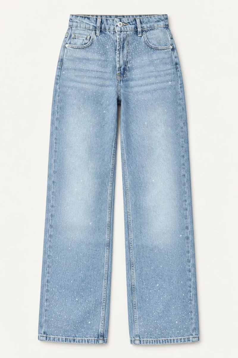 هيكاب Sparkly Straight Fit Wide Leg Jeans