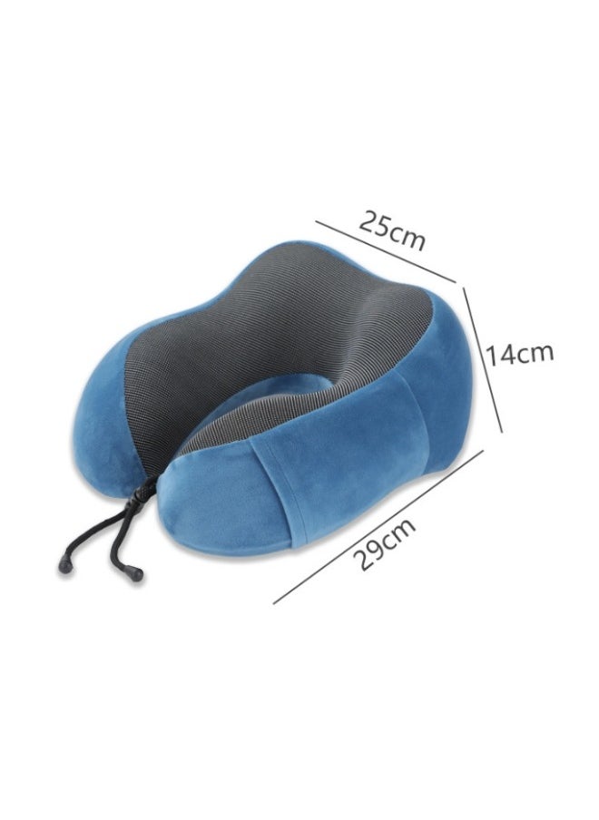 Aikenn - Travel Pillow,Neck Pillow For Traveling,100% Memory Foam Neck Pillow, Comfortable & Breathable Cover, Machine Washable, Airplane Travel Kit With 3d Contoured Eye Masks, Earplugs, And Luxury Bag,For Sleeping Airplane, Car, Office And Home(Blue) - Image 1