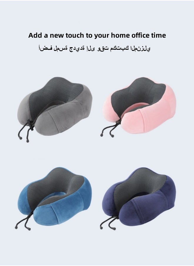 Aikenn - Travel Pillow,Neck Pillow For Traveling,100% Memory Foam Neck Pillow, Comfortable & Breathable Cover, Machine Washable, Airplane Travel Kit With 3d Contoured Eye Masks, Earplugs, And Luxury Bag,For Sleeping Airplane, Car, Office And Home(Blue) - Image 1