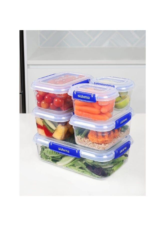sistema 6-Piece Leak-Proof Klip It Plus Essentials Food Storage Container Set Clear and Blue 158 x 176 x 256 mm 881766 - Image 3