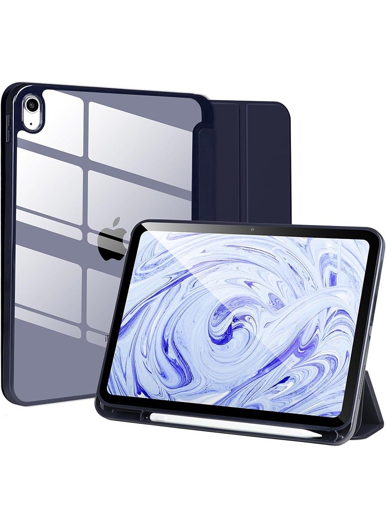 Theodor Hybrid Slim Case for iPad (A16) 11th Gen 11 Inch 2025/10th Gen 10.9 Inch 2022 Case with Pencil Holder, Shockproof Trifold Stand Protective Cover with Soft TPU Clear Back for iPad 11/ 10 Case, Auto Sleep/Wake Navy - Image 1