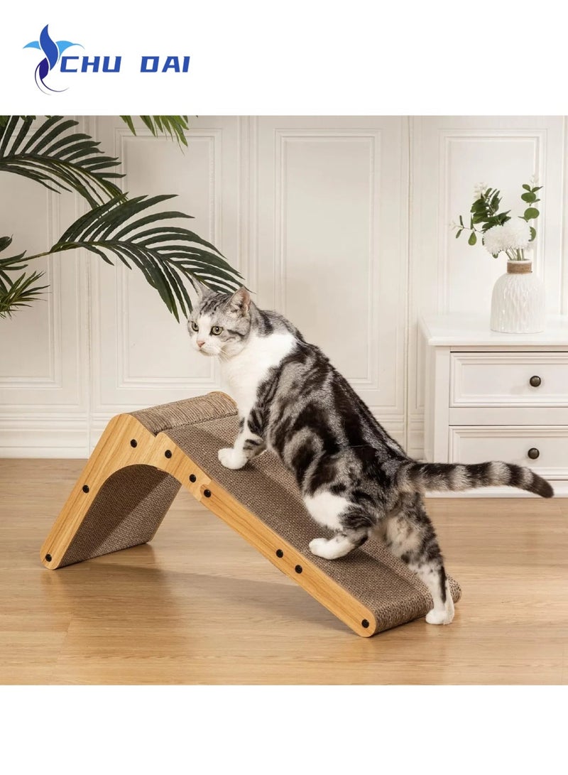 CHU DAI L Shape Cat Scratcher, 26.8 Inch Cat Scratchers for Indoor Cats, Protecting Furniture Cat Scratch Pad, Cardboard Cat Scratching with Ball Toy, Catnip, Large - Image 4