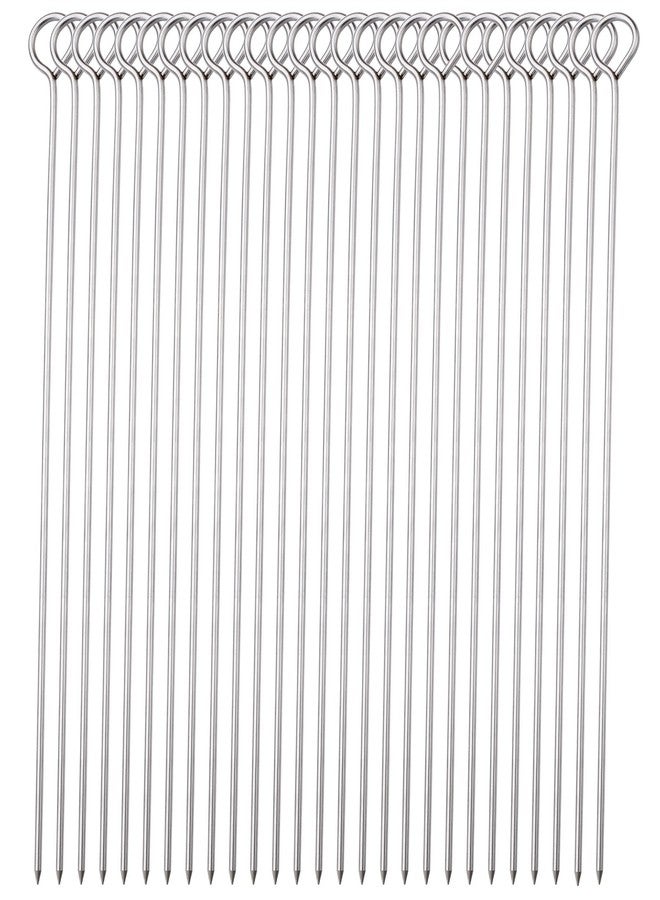 HONSHEN 30 Pack 10 Inch Metal Barbecue Skewers, Stainless Steel BBQ Skewers, Shish Kebab Kabob Skewers (BBQ 10Inch-30p) - Image 1