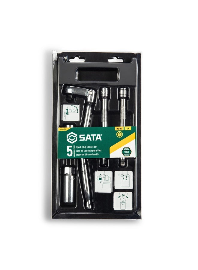 SATA GL09003 5-Piece 3/8" Drive Metric Spark Plug Socket Set - Image 2