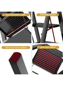 SUNRISE 5 Step Folding Step Stool,Steel Metal Step Stools Non-Slip Pedal,Small Portable Ladder Kitchen Lightweight Home Office Ladders  - Image 3