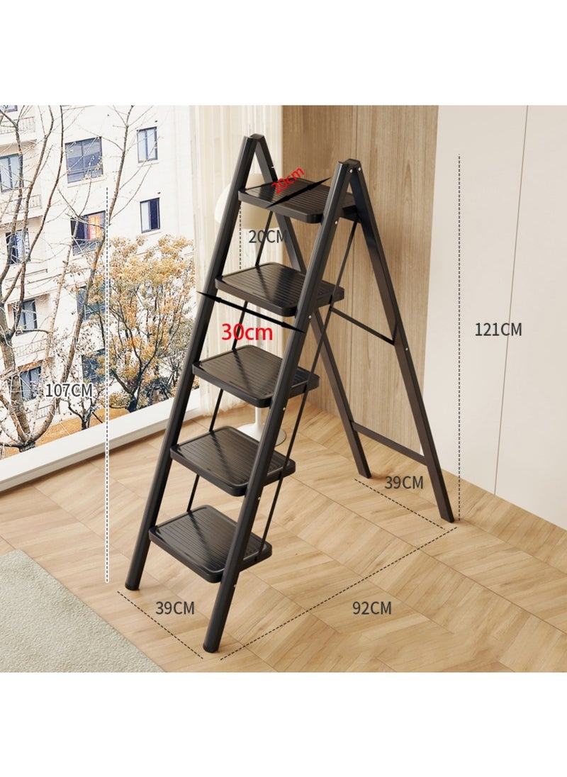 SUNRISE 5 Step Folding Step Stool,Steel Metal Step Stools Non-Slip Pedal,Small Portable Ladder Kitchen Lightweight Home Office Ladders  - Image 5