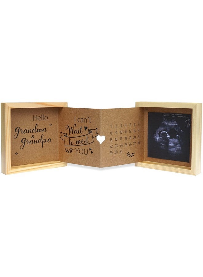 HAMUIERS Pregnancy Announcement for Grandparents, Baby Announcement Ideas Sonogram Picture Frame Wooden Keepsake Box, First Time Grandparents Gift - Image 1