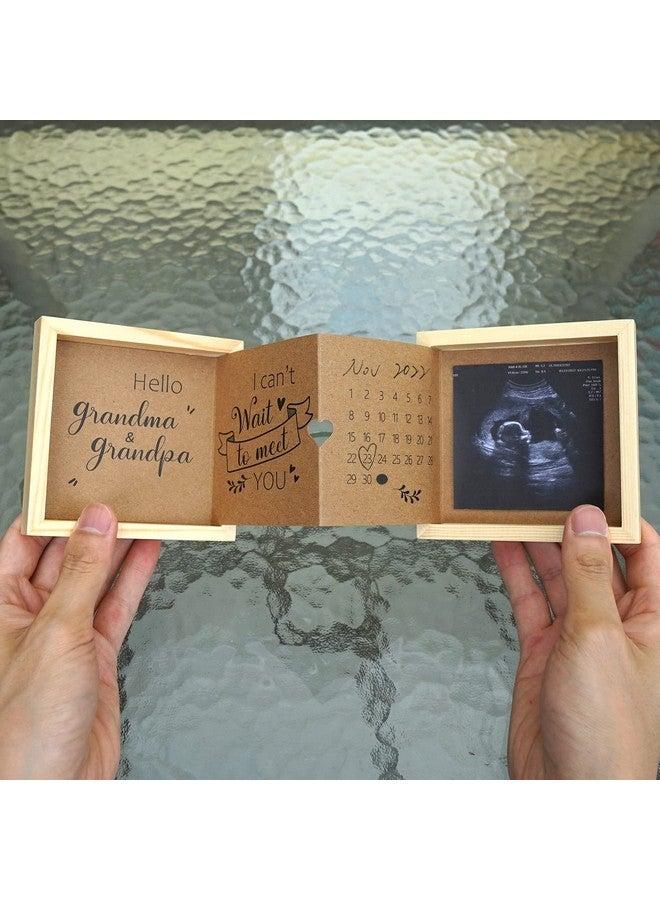 HAMUIERS Pregnancy Announcement for Grandparents, Baby Announcement Ideas Sonogram Picture Frame Wooden Keepsake Box, First Time Grandparents Gift - Image 2