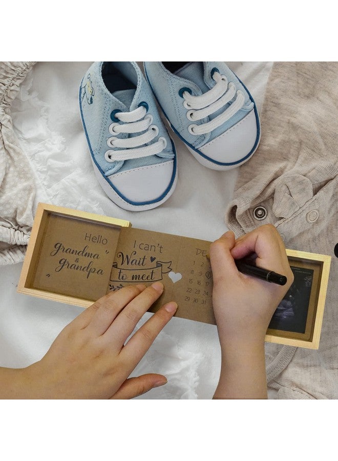 HAMUIERS Pregnancy Announcement for Grandparents, Baby Announcement Ideas Sonogram Picture Frame Wooden Keepsake Box, First Time Grandparents Gift - Image 3