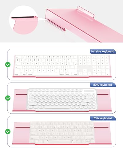 Laborio Ergonomic Computer Keyboard Stand for Desktop (Clear Pink), Keyboard Tilted Elevated Rack Key Board Holder Riser Stand for Office Home Desk Work - Image 5