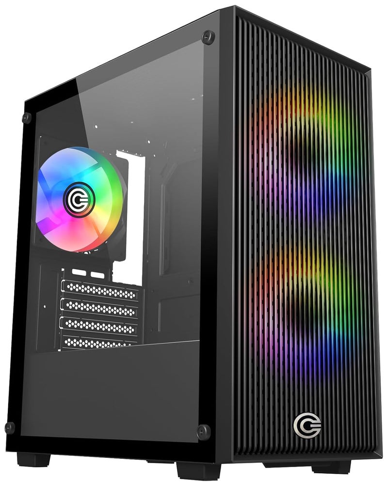 CIRCLE COMPLETE TECHNOLOGY Circle Miniator M1 Mid- Tower Computer Case | Gaming Cabinet - Black| Support M-ATX, ITX | Pre- Installed 2 x 120mm Front and 1 x 120mm Rear ARGB Mirror Fans - Image 1